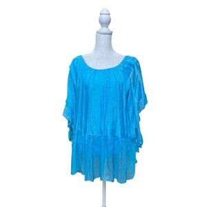 Le Marais Paris Italy Turquoise Tunic Top L NWT Boho